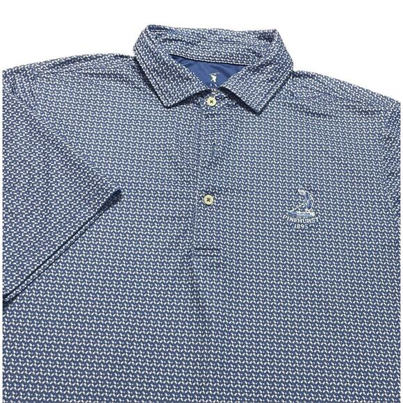 Fairway & Greene Pinehurst Golf Polo Shirt USA Geometric Blue Large Men MINT